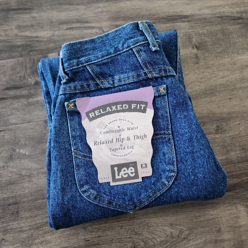 VTG Lee Relaxed Fit Tapered Leg Blue Jeans Women's Size 10 Long NWT - Picture 1 of 16